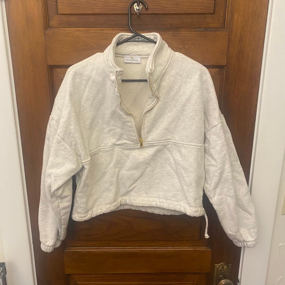 Gil Rodriguez Light Grey Dion Half-Zip Sweater size XS Women's 1/2 Gray